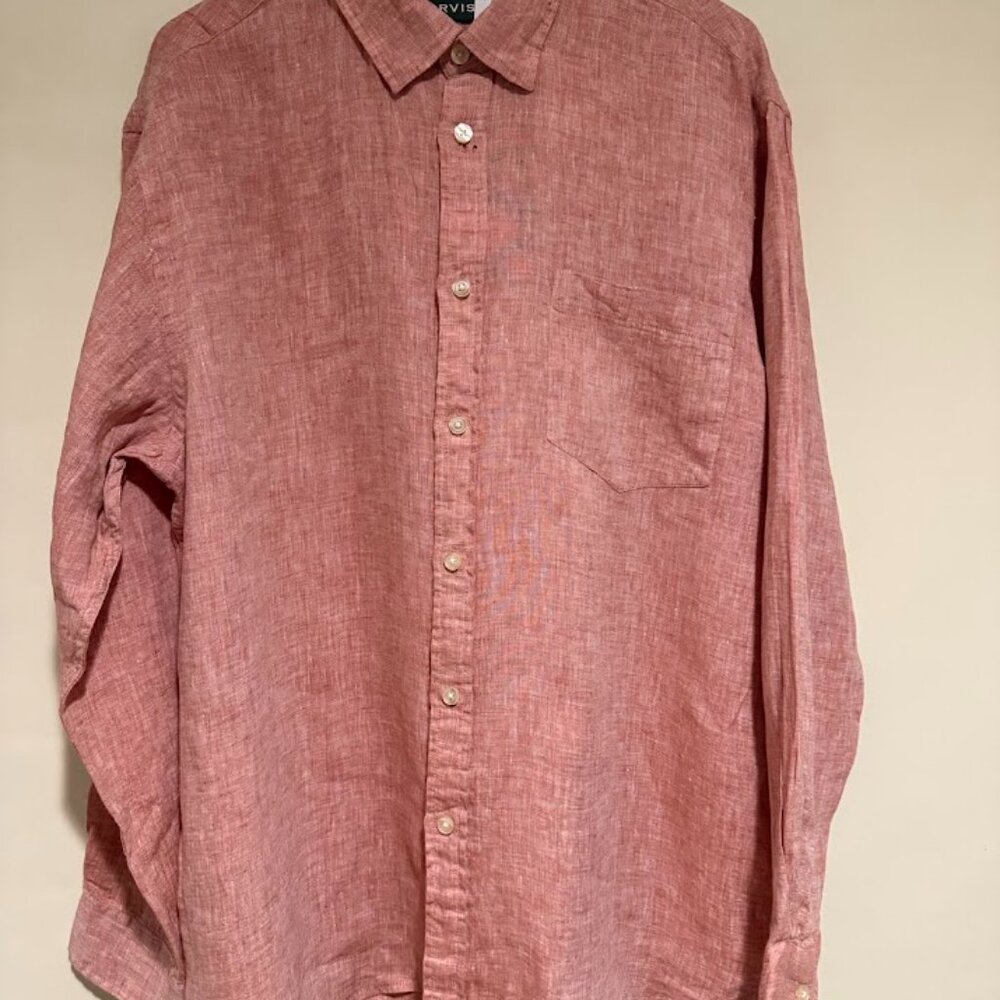 Orvis Linen Salmon Long Sleeve Button Up, Size XLG, NWT